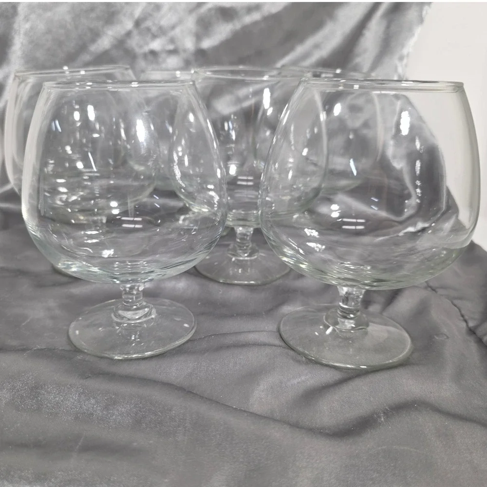 Set of 7 Clear Glass Brandy Snifters Cognac Balloon Glasses 5.25 Inch Barware